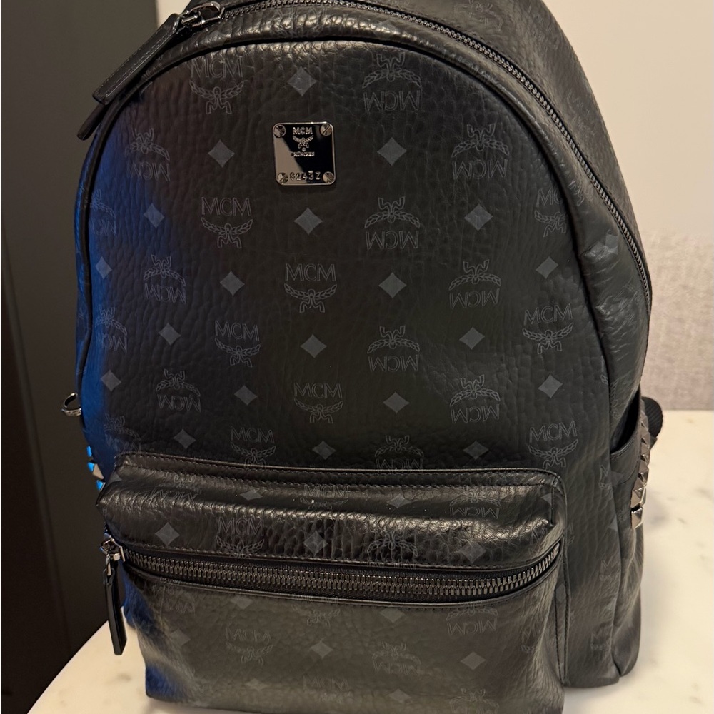 MCM Black Monogram Backpack